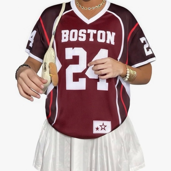 uniqueone Tops - Women’s Boston 24 Maroon Athletic Jersey Top